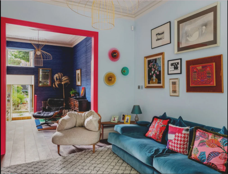 non-toxic paints, the front living room painted by  Little Greene's delicate blues