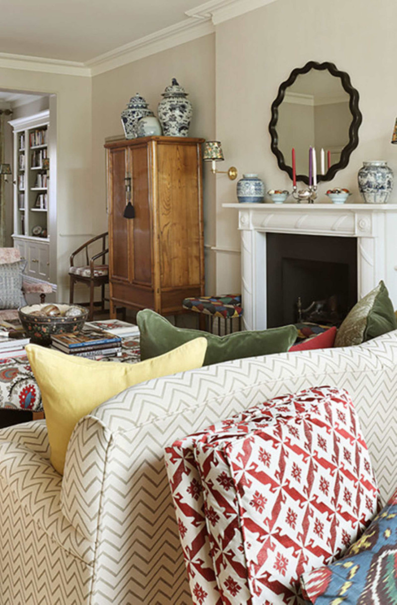 ideas to decor small living spaces,  Our team created a delightful patterned fender contrasting with a white fireplace and cream walls for Salvesen Graham.